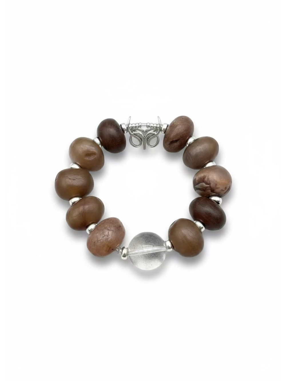 Spiritual Beads Bracelet Sterling Silver with Tibetan Himalayan , 10mm